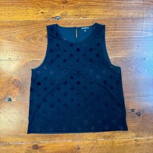 J Crew Mercantile- Black Velvet Dot- Sleeveless Top.‎ Size Large